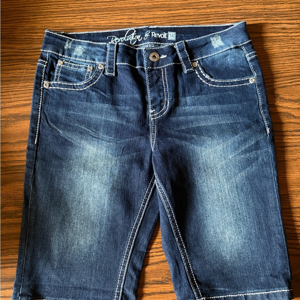 Revolution by revolt Women's Dark Blue Jean Shorts